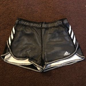 Adidas black white running mesh shorts